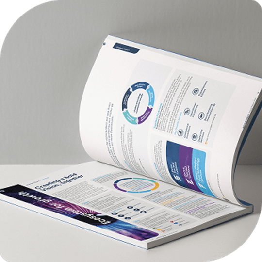 Our 2024 printed annual report opened to Our Vision page