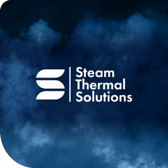 A dark blue background with steam overlaid. The Steam Thermal Solutions Business logo is forefront in white. 