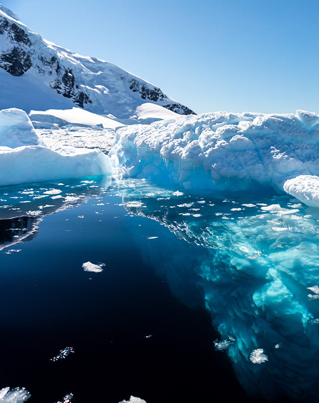 A picture of a melting polar ice cap