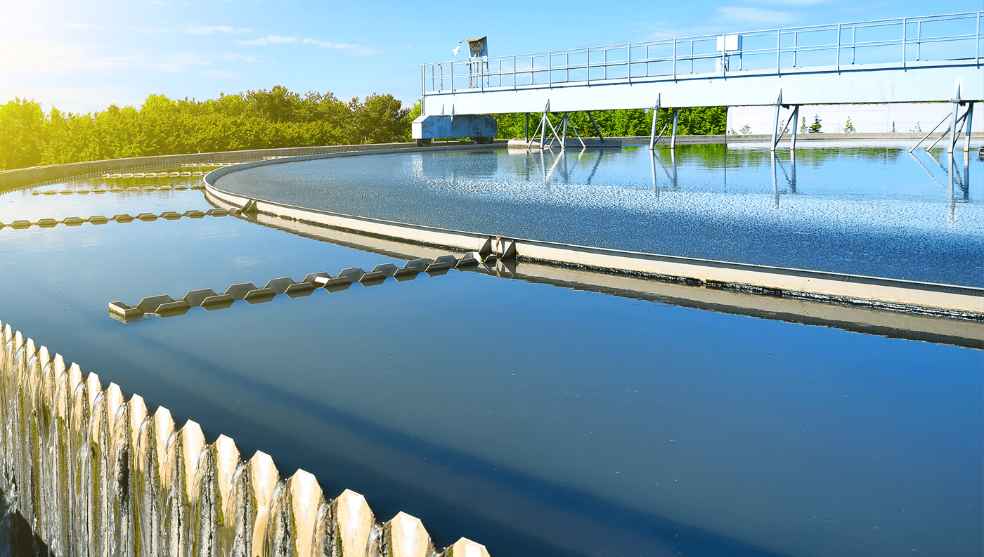 A water treatment plant on a sunny day