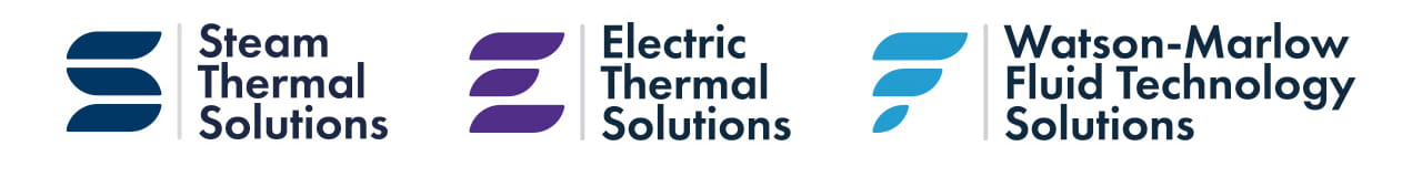 The three Business logos are presented from left to right as Steam Thermal Solutions, Electric Thermal Solutions and Watson-Marlow Fluid Technology Solutions