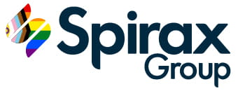 Spirax Group Logo with the S including the colours and shapes of the Progress Pride flag